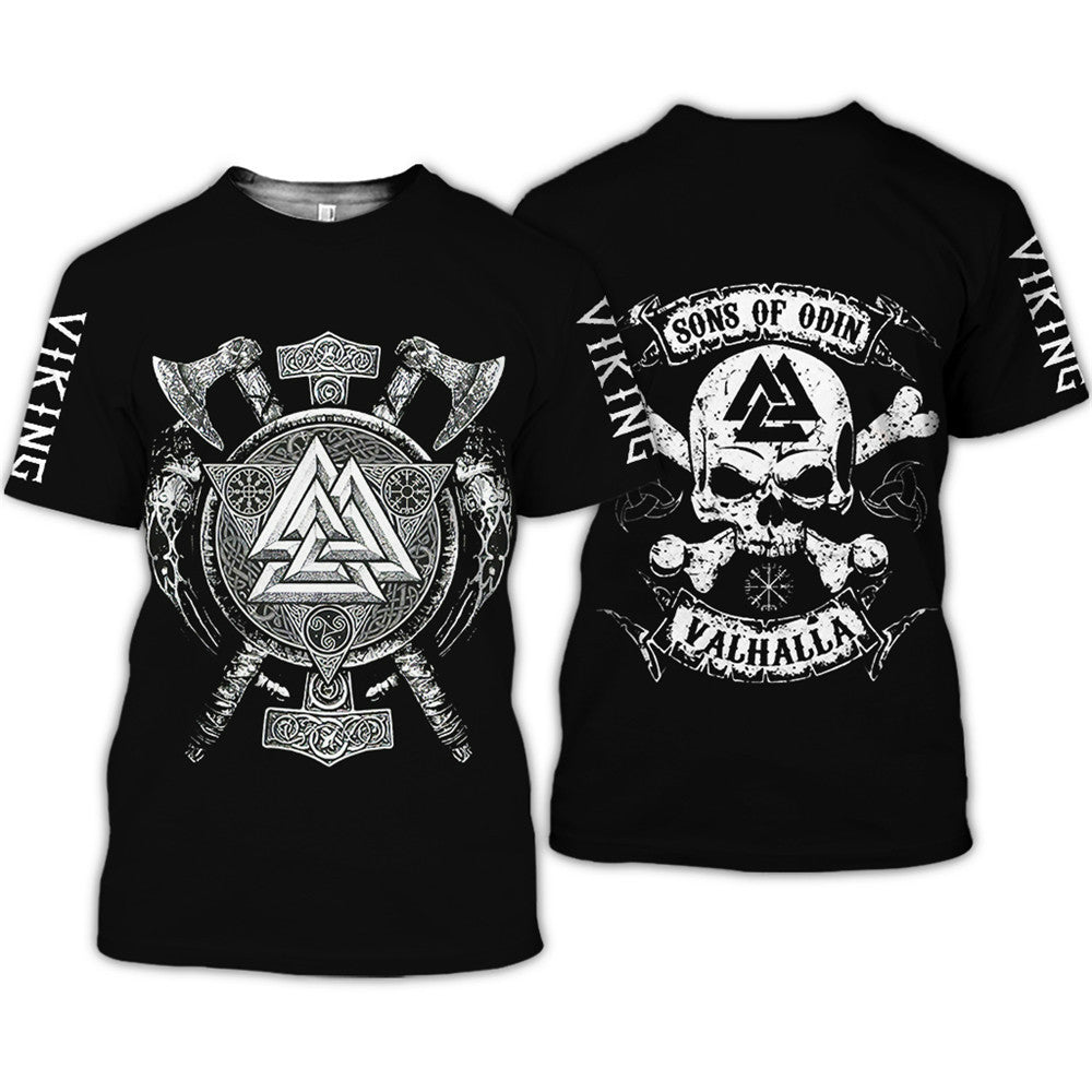 Viking Symbol Printed T-Shirt Short-Sleeved T-Shirt