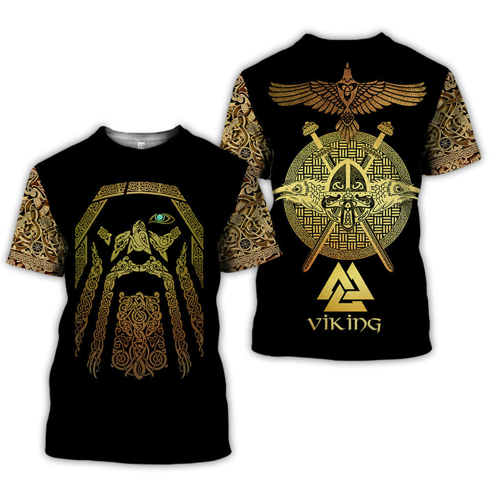 Viking Symbol Printed T-Shirt Short-Sleeved T-Shirt