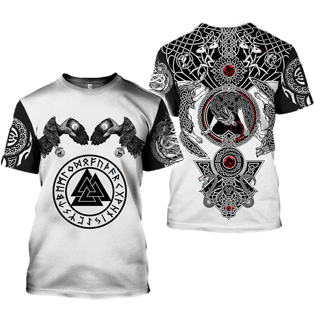 Viking Symbol Printed T-Shirt Short-Sleeved T-Shirt