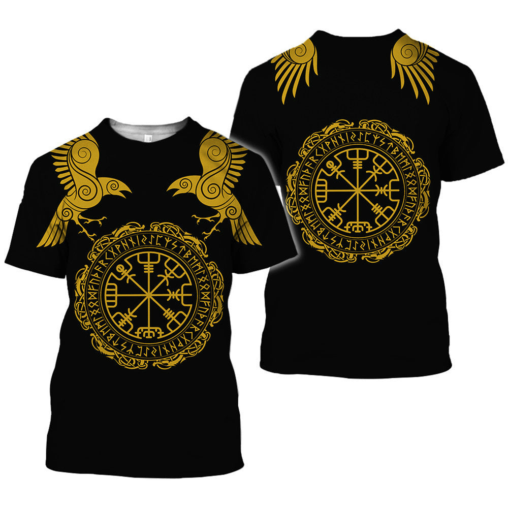 Viking Symbol Printed T-Shirt Short-Sleeved T-Shirt