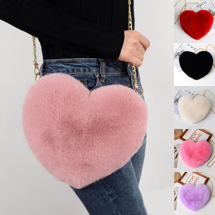 women plush chain shoulder bags valentine'