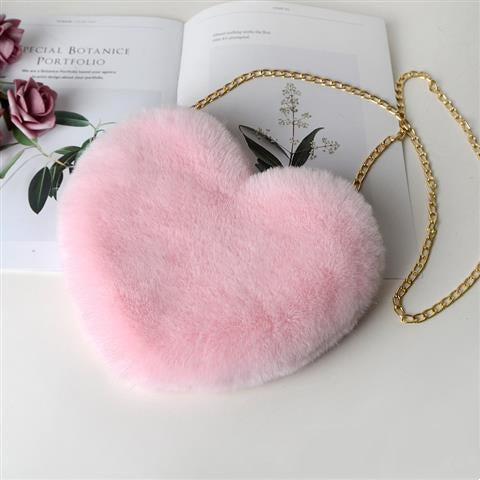 women plush chain shoulder bags valentine'