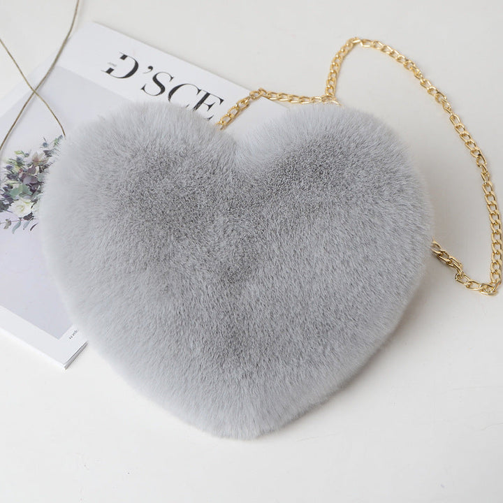 women plush chain shoulder bags valentine'