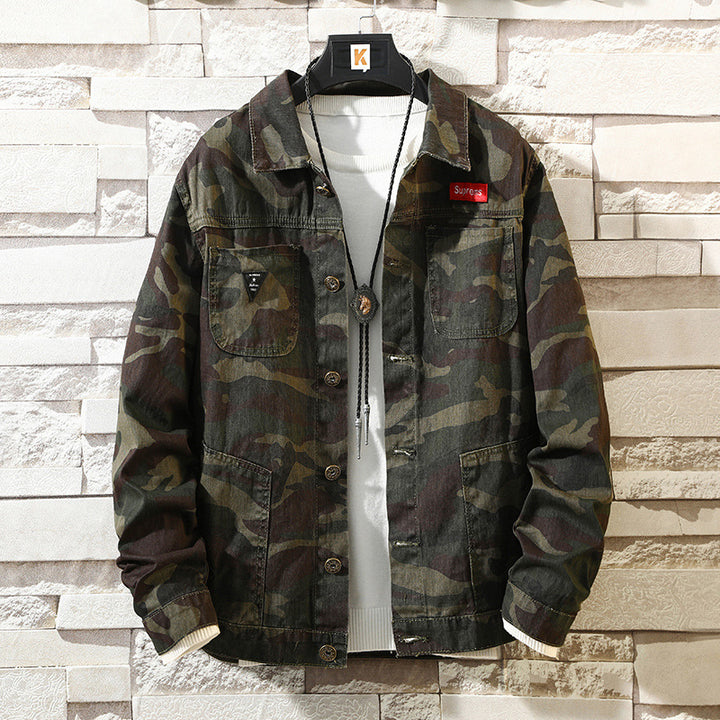 mens camouflage denim jacket coat man coats jaqueta masculino jeans jacket & coats fashion design autumn brand clothing