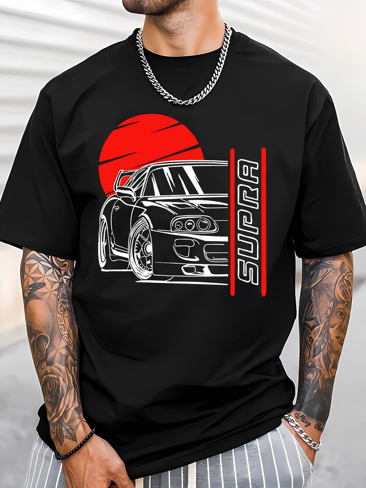 Super Fancy Car Printed T-shirt, Men's T-shirt, Summer Casual Short Sleeved T-shirt