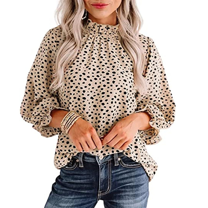 women top casual floral print long sleeve pleated loose