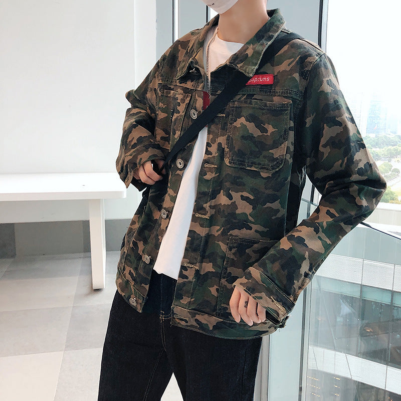 mens camouflage denim jacket coat man coats jaqueta masculino jeans jacket & coats fashion design autumn brand clothing