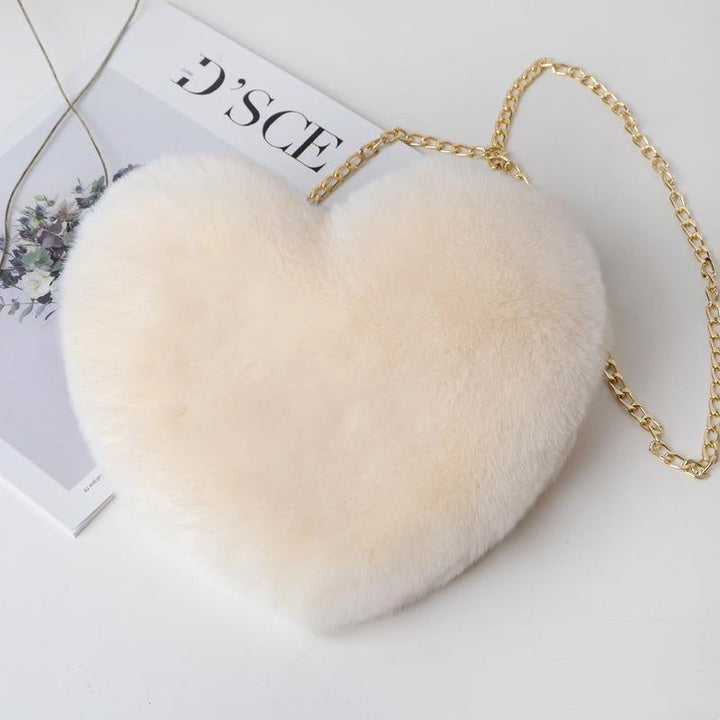 women plush chain shoulder bags valentine'